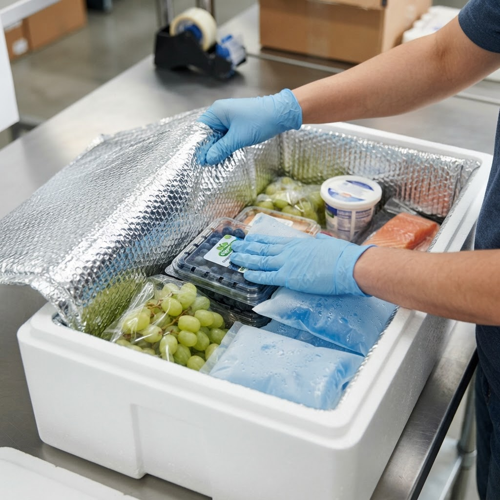 Buz aküleriyle izolasyonlu özel paketleme süreci